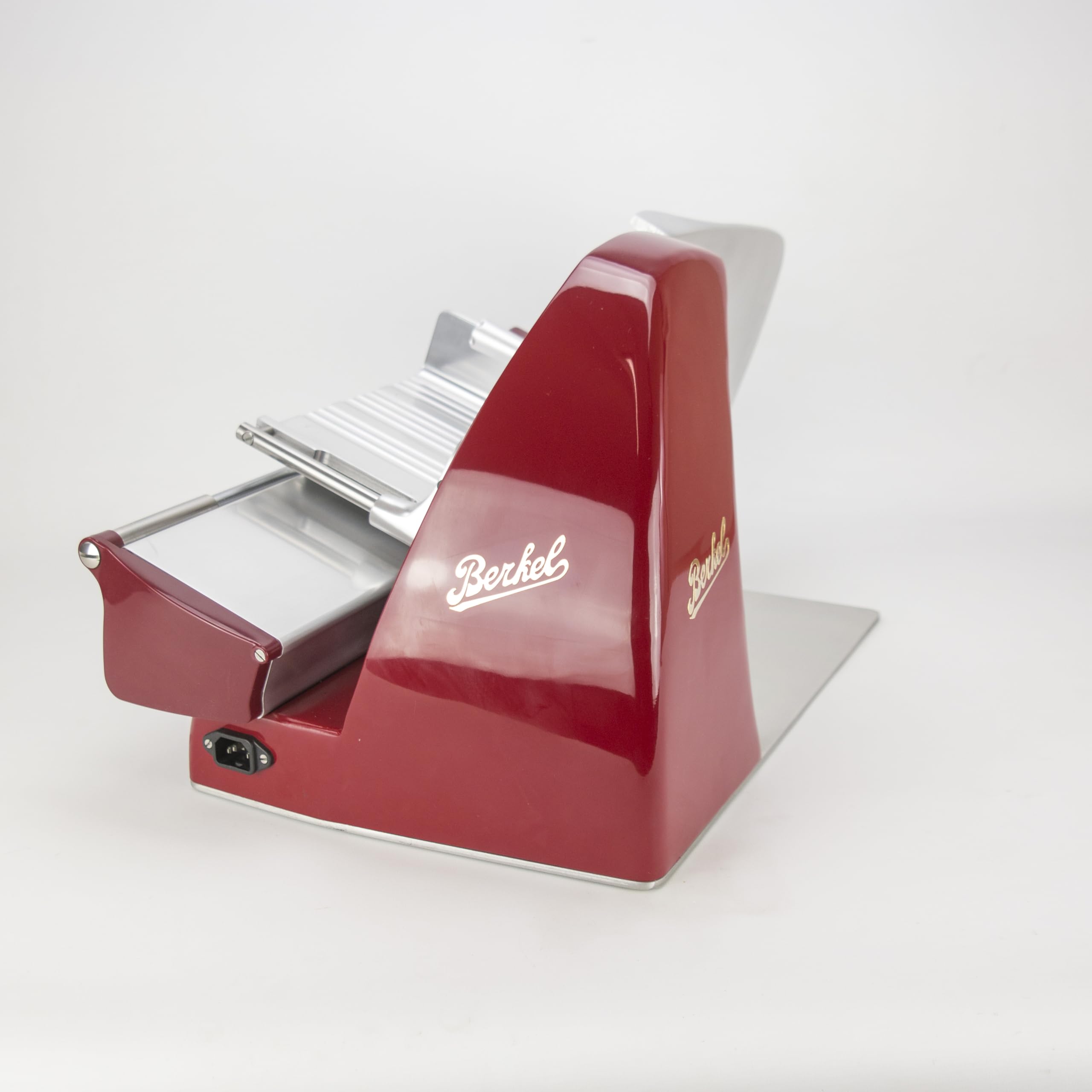 Berkel Home Line 250, Premium-Aufschnittmaschine in Rot + passendes Einlegebrett aus Weinfassholz, Sonderangebot der Schneidemaschine