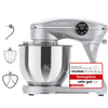 KLAMER Küchenmaschine 1800W, Knetmaschine Brotteig mit Edelstahl-Rührschüssel 6 L, 10 Stufen mit Timer, Planetenrührwerk, Rührbesen, Knethaken, Schneebesen & Sichtdeckel (silber)