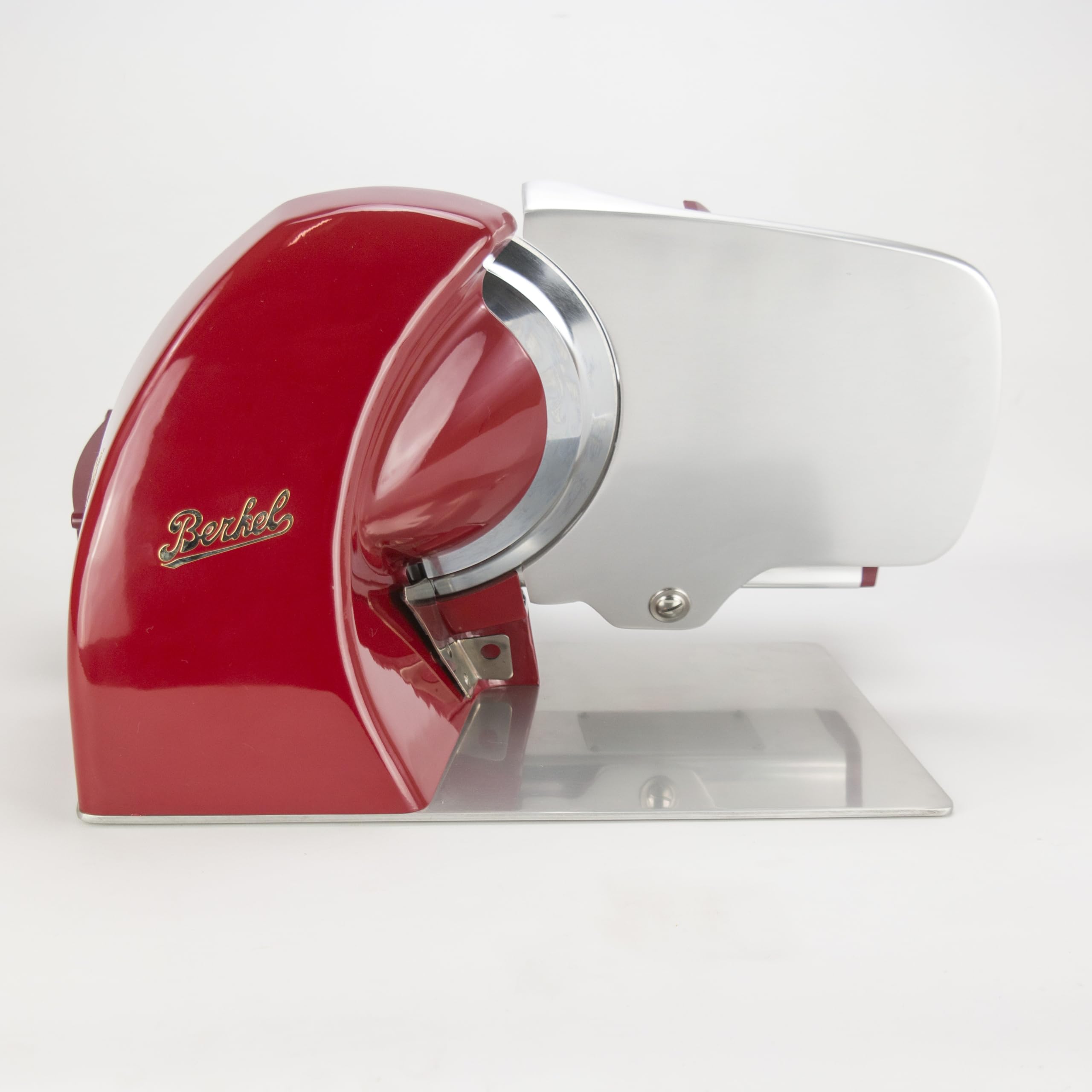 Berkel Home Line 250, Premium-Aufschnittmaschine in Rot + passendes Einlegebrett aus Weinfassholz, Sonderangebot der Schneidemaschine