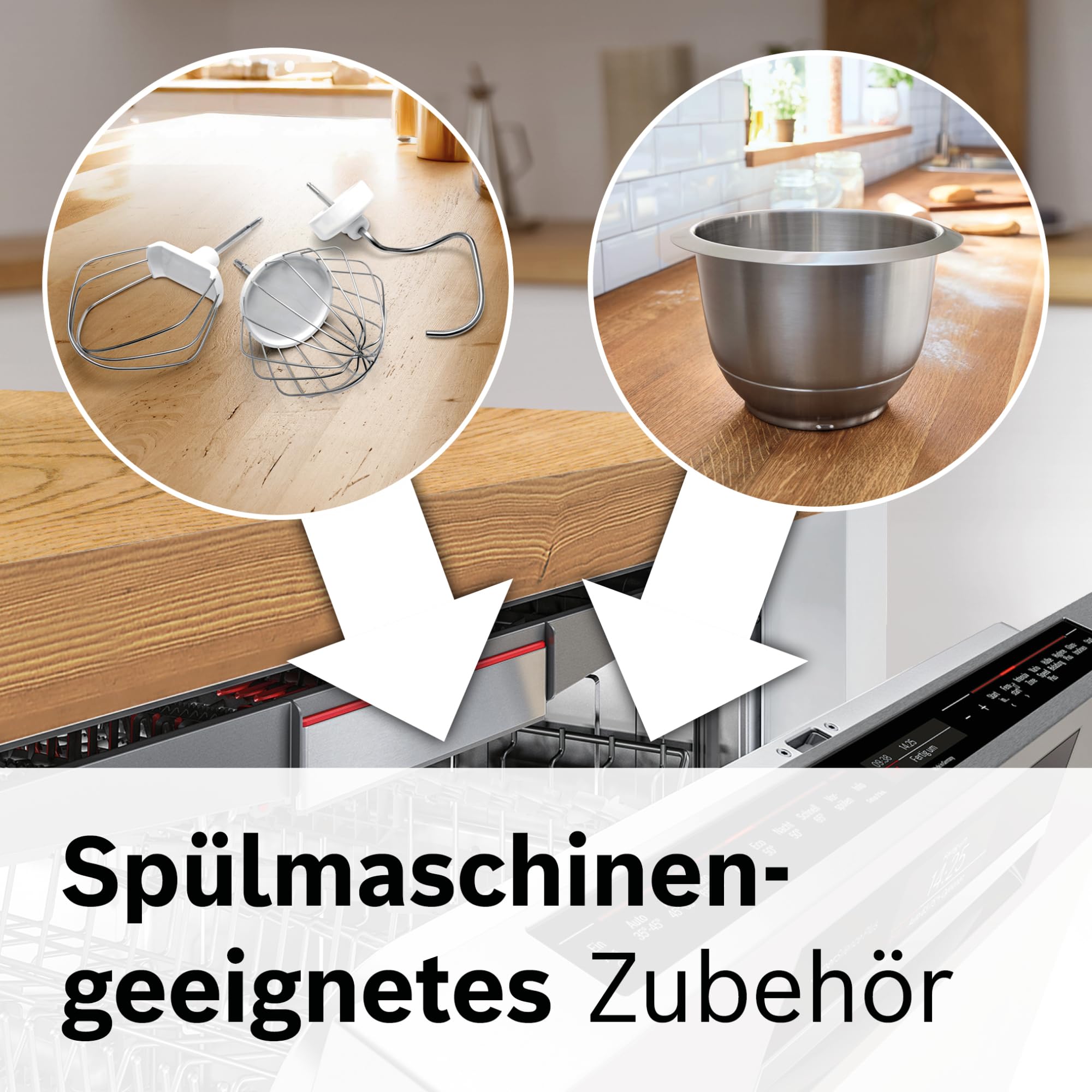 Bosch Küchenmaschine MUM5 CreationLine MUM58L20, Edelstahl-Schüssel 3,9 L, Mixer 1,25 L, Planetenrührwerk, Knethaken, Schlag- und Rührbesen Edelstahl, Durchlaufschnitzler, 3 Scheiben, 1000 W, grau